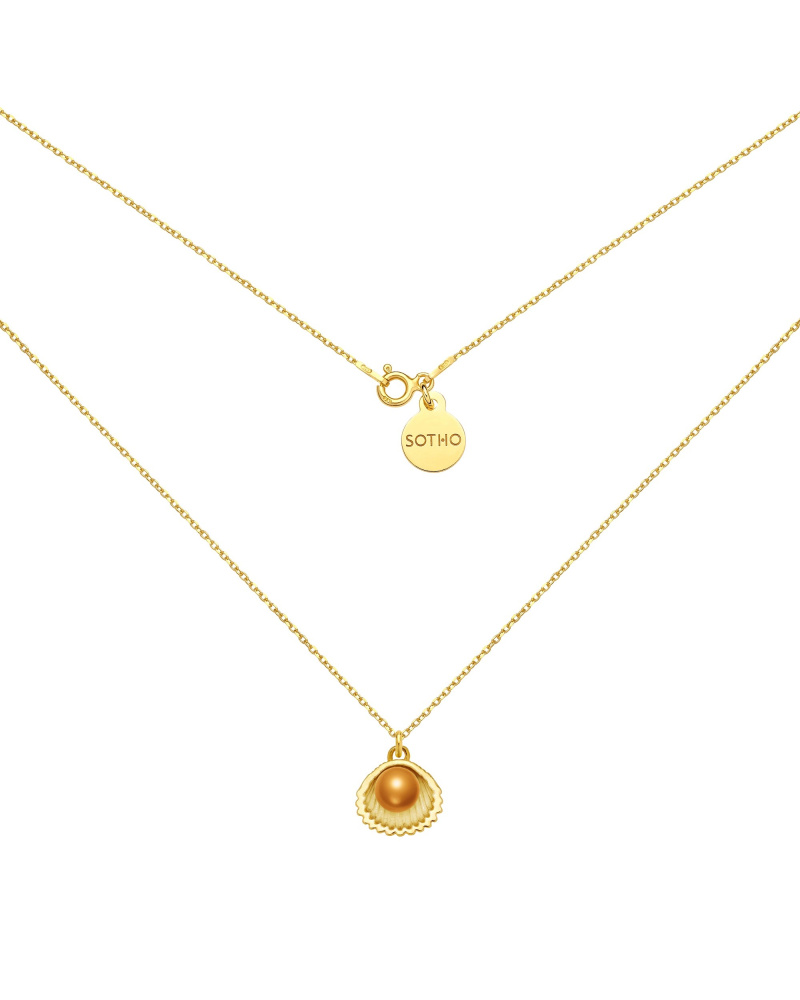 Złoty naszyjnik z muszelką i perłą SWAROVSKI® CRYSTAL w kolorze Cooper