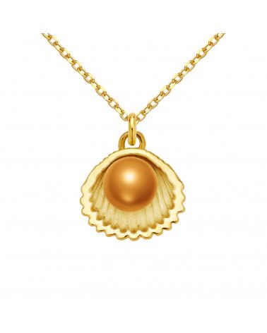 Złoty naszyjnik z muszelką i perłą SWAROVSKI® CRYSTAL w kolorze Cooper