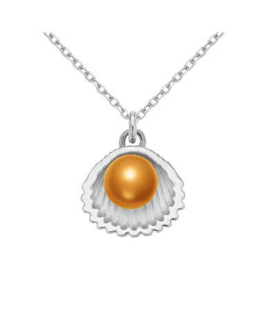 Srebrny naszyjnik z muszelką i perłą SWAROVSKI® CRYSTAL w kolorze Cooper