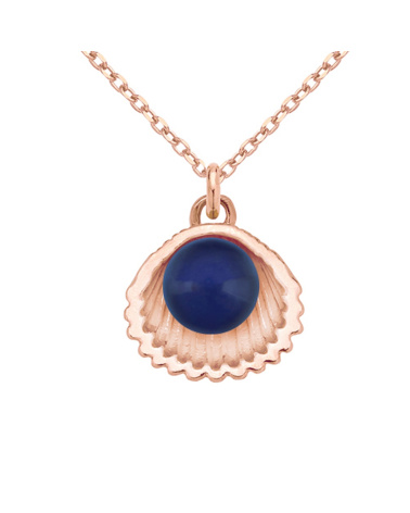 Naszyjnik z różowego złota z muszelką i perłą SWAROVSKI® CRYSTAL w kolorze Dark Lapis