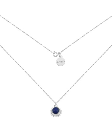 Srebrny naszyjnik z muszelką i perłą SWAROVSKI® CRYSTAL w kolorze Dark Lapis