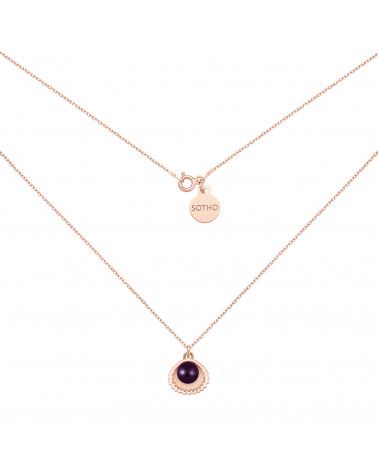 Naszyjnik z różowego złota z muszelką i perłą SWAROVSKI® CRYSTAL w kolorze Dark Purple