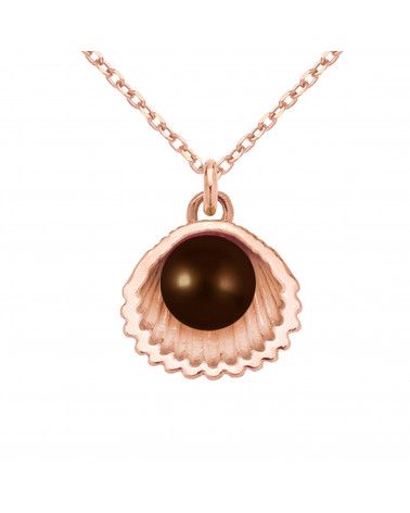 Naszyjnik z różowego złota z muszelką i perłą SWAROVSKI® CRYSTAL w kolorze Deep Brown