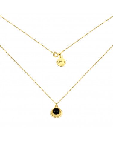 Złoty naszyjnik z muszelką i perłą SWAROVSKI® CRYSTAL w kolorze Mystic Black