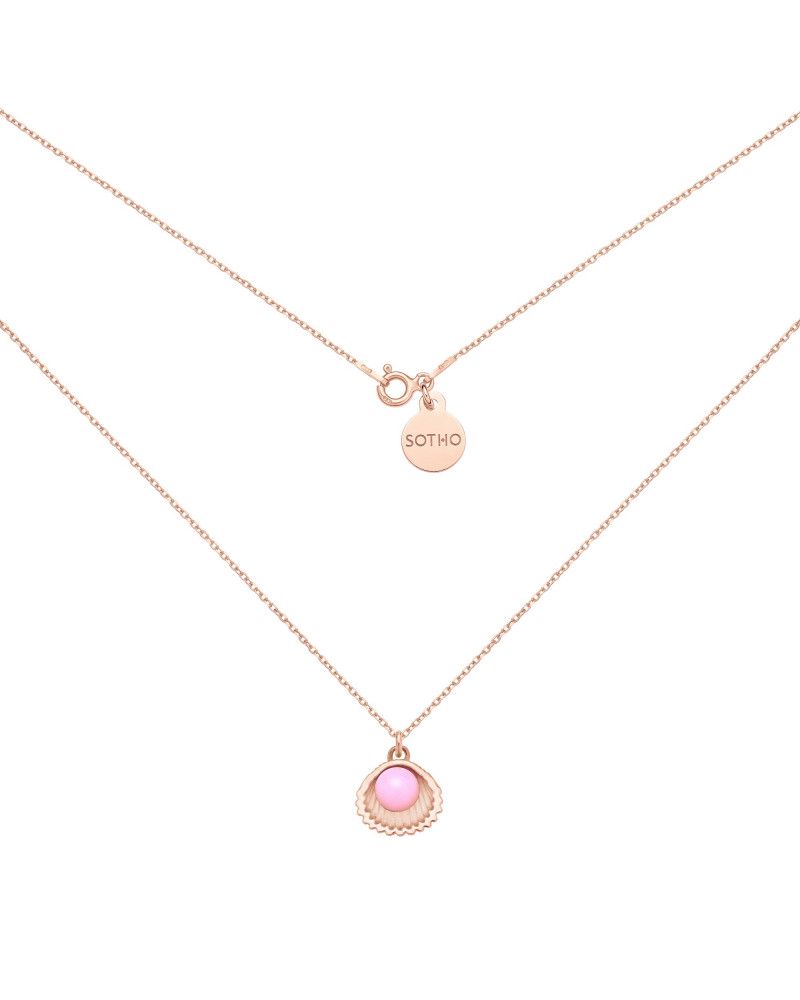 Naszyjnik z różowego złota z muszelką i perłą SWAROVSKI® CRYSTAL w kolorze Pastel Rose