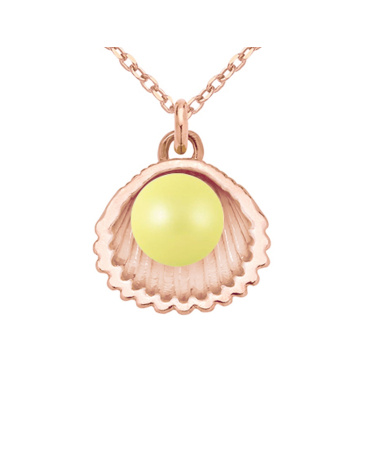 Naszyjnik z różowego złota z muszelką i perłą SWAROVSKI® CRYSTAL w kolorze Pastel Yellow