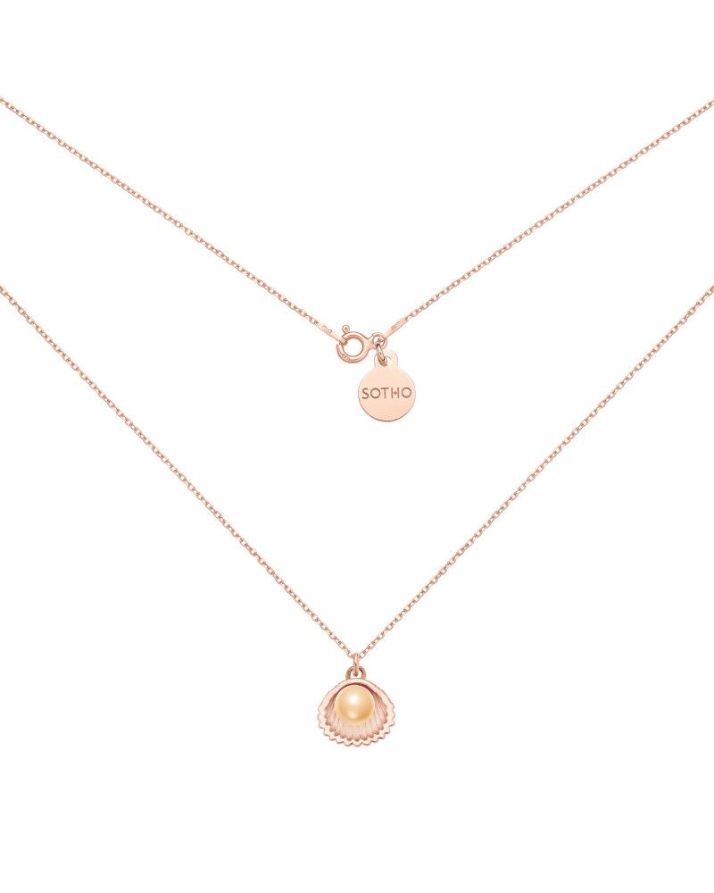 Naszyjnik z różowego złota z muszelką i perłą SWAROVSKI® CRYSTAL w kolorze Peach