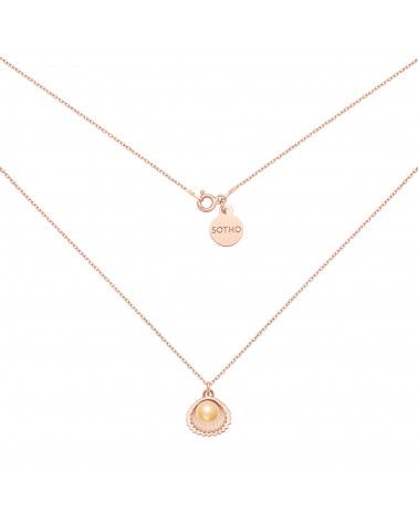 Naszyjnik z różowego złota z muszelką i perłą SWAROVSKI® CRYSTAL w kolorze Peach