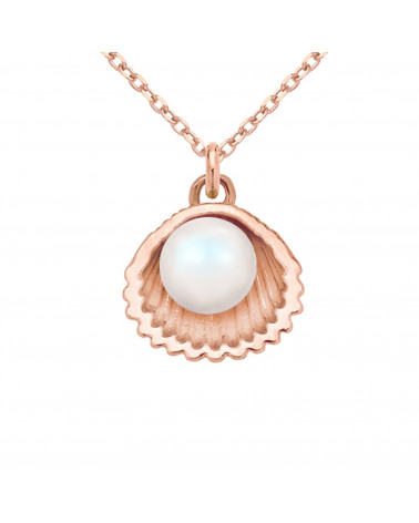 Naszyjnik z różowego złota z muszelką i perłą SWAROVSKI® CRYSTAL w kolorze Pearlescent