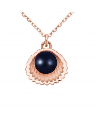 Naszyjnik z różowego złota z muszelką i perłą SWAROVSKI® CRYSTAL w kolorze Night Blue