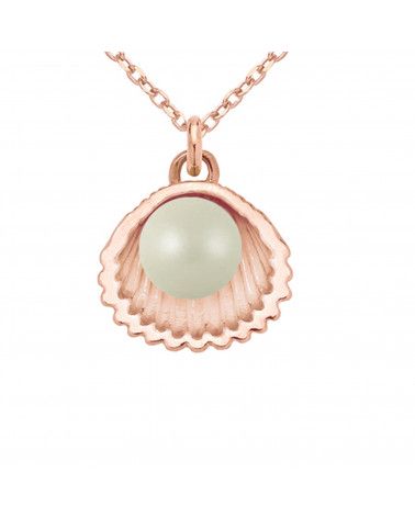 Naszyjnik z różowego złota z muszelką i perłą SWAROVSKI® CRYSTAL w kolorze Pastel Grey