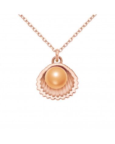 Naszyjnik z różowego złota z muszelką i perłą SWAROVSKI® CRYSTAL w kolorze Rose Peach
