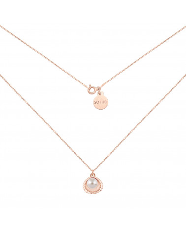 Naszyjnik z różowego złota z muszelką i perłą SWAROVSKI® CRYSTAL w kolorze White Pearl