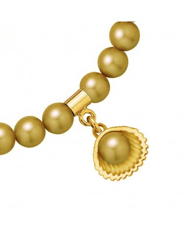 Bransoletka z pereł SWAROVSKI® CRYSTAL w kolorze Antique Brass ze złotą muszelką 