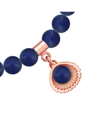 Bransoletka z pereł SWAROVSKI® CRYSTAL w kolorze Dark Lapis z muszelką