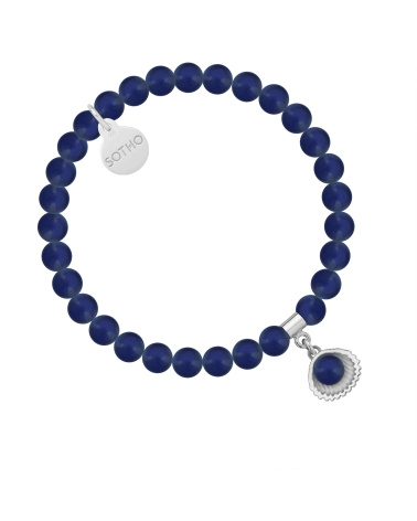 Bransoletka z pereł SWAROVSKI® CRYSTAL w kolorze Dark Lapis ze srebrną muszelką