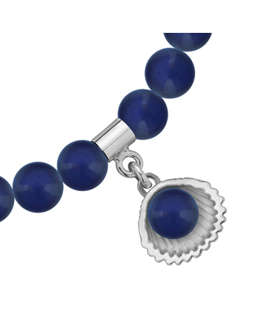 Bransoletka z pereł SWAROVSKI® CRYSTAL w kolorze Dark Lapis ze srebrną muszelką