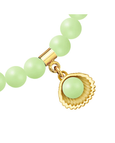 Bransoletka z pereł SWAROVSKI® CRYSTAL w kolorze Pastel Green ze złotą muszelką