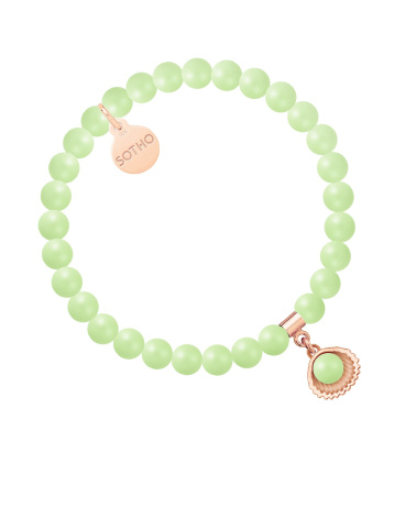 Bransoletka z pereł SWAROVSKI® CRYSTAL w kolorze Pastel Green z muszelką