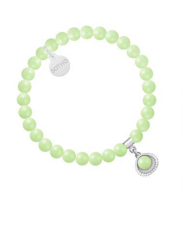 Bransoletka z pereł SWAROVSKI® CRYSTAL w kolorze Pastel Green ze srebrną muszelką