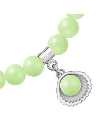 Bransoletka z pereł SWAROVSKI® CRYSTAL w kolorze Pastel Green ze srebrną muszelką