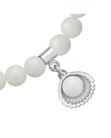 Bransoletka z pereł SWAROVSKI® CRYSTAL w kolorze Pastel Grey ze srebrną muszelką