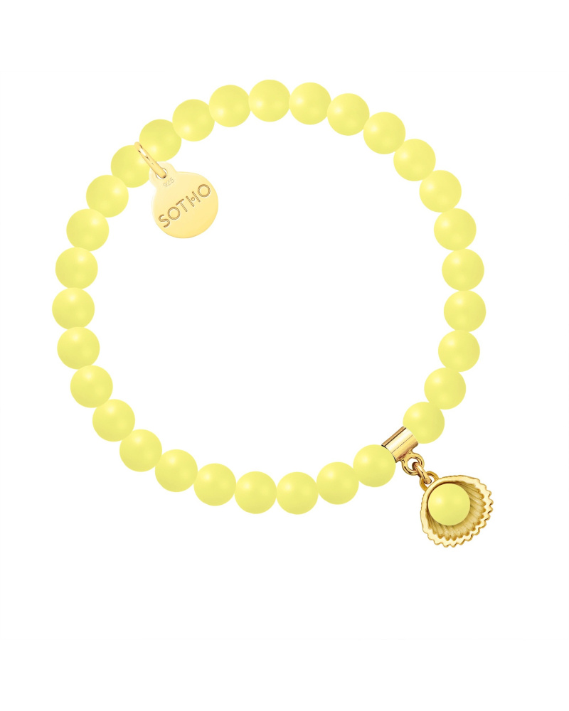 Bransoletka z pereł SWAROVSKI® CRYSTAL w kolorze Pastel Yellow ze złotą muszelką