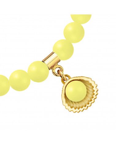 Bransoletka z pereł SWAROVSKI® CRYSTAL w kolorze Pastel Yellow ze złotą muszelką