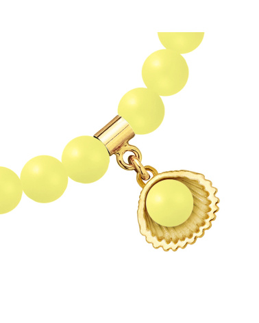 Bransoletka z pereł SWAROVSKI® CRYSTAL w kolorze Pastel Yellow ze złotą muszelką