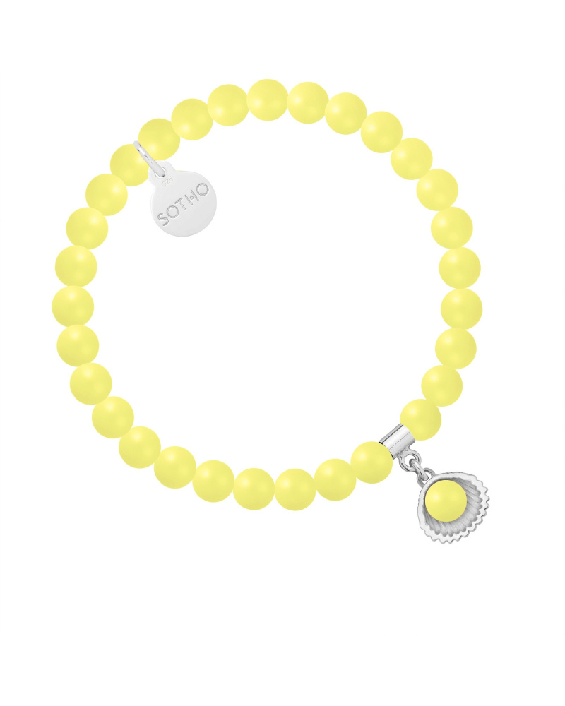 Bransoletka z pereł SWAROVSKI® CRYSTAL w kolorze Pastel Yellow ze srebrną muszelką