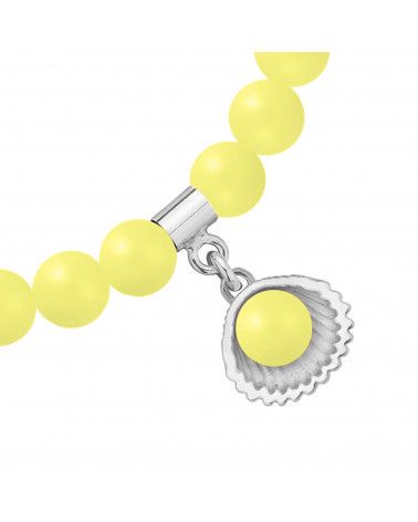 Bransoletka z pereł SWAROVSKI® CRYSTAL w kolorze Pastel Yellow ze srebrną muszelką