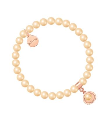 Bransoletka z pereł SWAROVSKI® CRYSTAL w kolorze Peach z muszelką