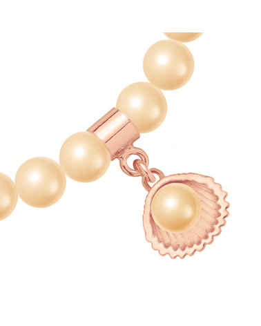 Bransoletka z pereł SWAROVSKI® CRYSTAL w kolorze Peach z muszelką