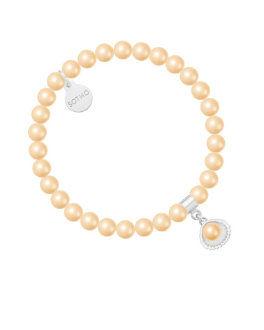 Bransoletka z pereł SWAROVSKI® CRYSTAL  w kolorze Peach ze srebrną muszelką