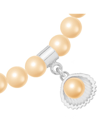 Bransoletka z pereł SWAROVSKI® CRYSTAL  w kolorze Peach ze srebrną muszelką