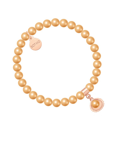 Bransoletka z pereł SWAROVSKI® CRYSTAL w kolorze Rose Peach z muszelką