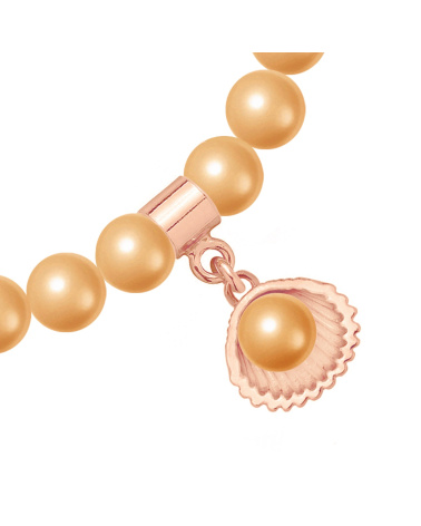 Bransoletka z pereł SWAROVSKI® CRYSTAL w kolorze Rose Peach z muszelką