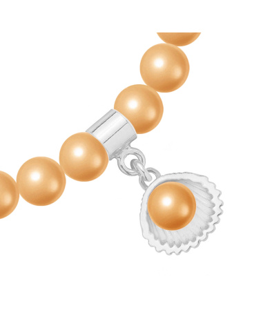 Bransoletka z pereł SWAROVSKI® CRYSTAL w kolorze Rose Peach ze srebrną muszelką