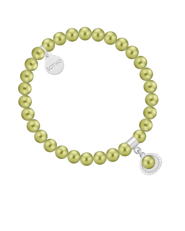  Bransoletka z pereł SWAROVSKI® CRYSTAL w kolorze Light Green ze srebrną muszelką