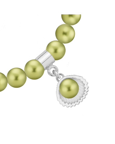  Bransoletka z pereł SWAROVSKI® CRYSTAL w kolorze Light Green ze srebrną muszelką