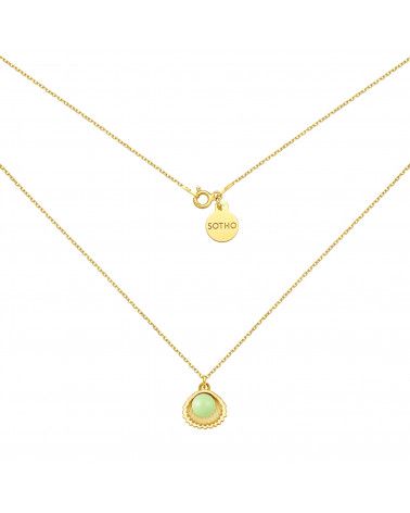 Złoty naszyjnik z muszelką i perłą SWAROVSKI® CRYSTAL w kolorze Pastel Green