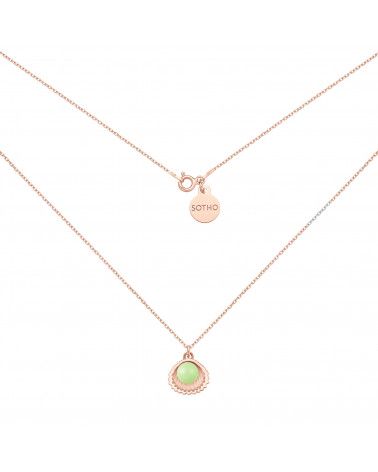 Naszyjnik z różowego złota z muszelką i perłą SWAROVSKI® CRYSTAL w kolorze Pastel Green