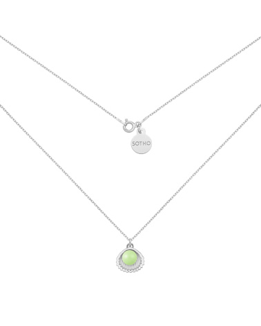 Srebrny naszyjnik z muszelką i perłą SWAROVSKI®  CRYSTAL w kolorze Pastel Green