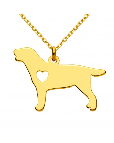 Złoty naszyjnik z psem rasy labrador retriever