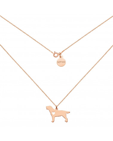 Naszyjnik z różowego złota z psem rasy labrador retriever