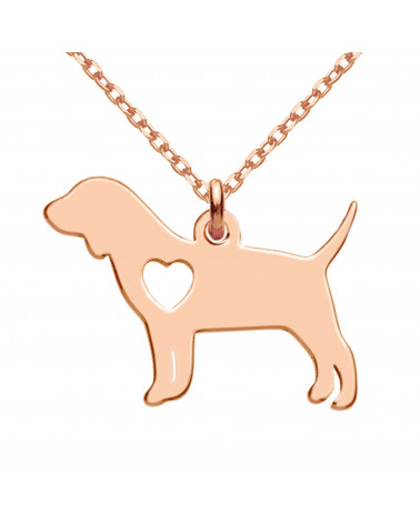 Naszyjnik z różowego złota z psem rasy beagle