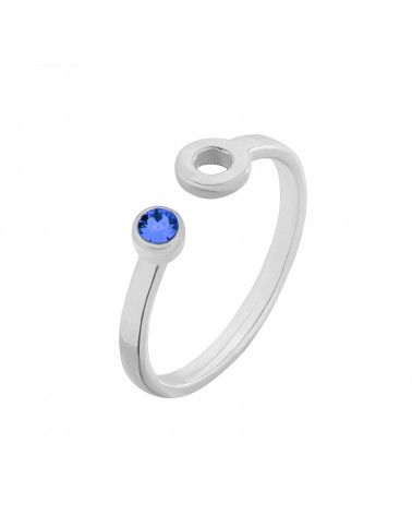 Srebrny pierścionek z karmą i kryształkiem Capri Blue SWAROVSKI® CRYSTAL