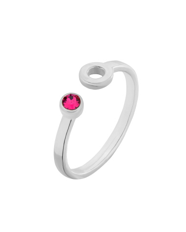 Srebrny pierścionek z karmą i kryształkiem Fuchsia SWAROVSKI® CRYSTAL