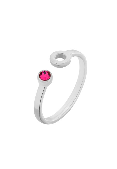 Srebrny pierścionek z karmą i kryształkiem Fuchsia SWAROVSKI® CRYSTAL