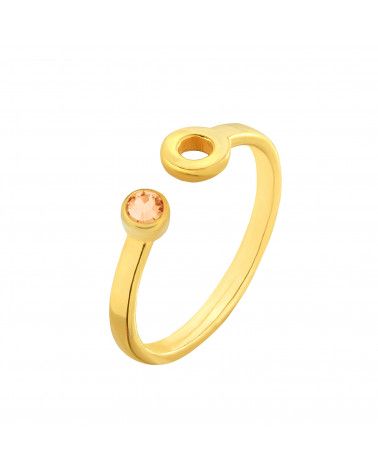 Złoty pierścionek z karmą i kryształkiem Light Peach SWAROVSKI® CRYSTAL